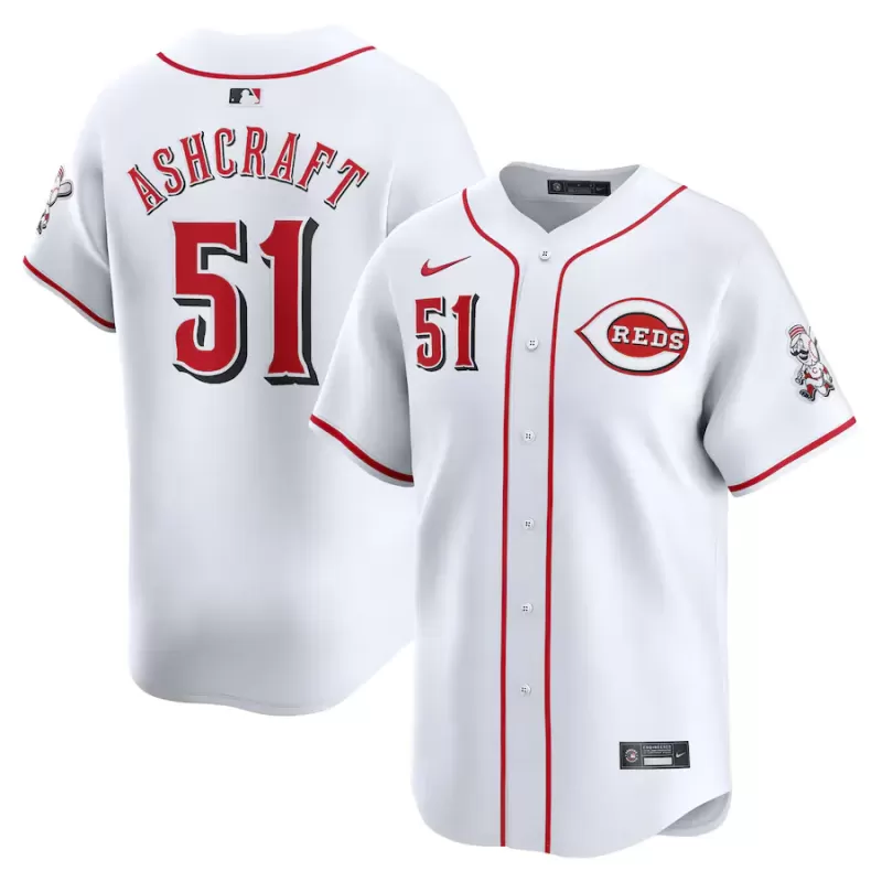 Men's Cincinnati Reds Graham Ashcraft Nike White Home Limited Player Jersey Men's Cincinnati Reds Graham Ashcraft Nike White Home Limited Player Jersey