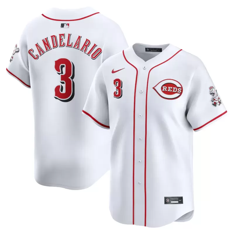 Men's Cincinnati Reds Jeimer Candelario Nike White Home Limited Player Jersey Men's Cincinnati Reds Jeimer Candelario Nike White Home Limited Player Jersey