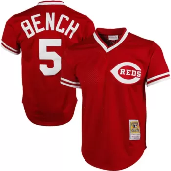 Men's Cincinnati Reds Johnny Bench Mitchell & Ness Red 1983 Authentic Cooperstown Collection Mesh Batting Practice Jersey Men's Cincinnati Reds Johnny Bench Mitchell & Ness Red 1983 Authentic Cooperstown Collection Mesh Batting Practice Jersey