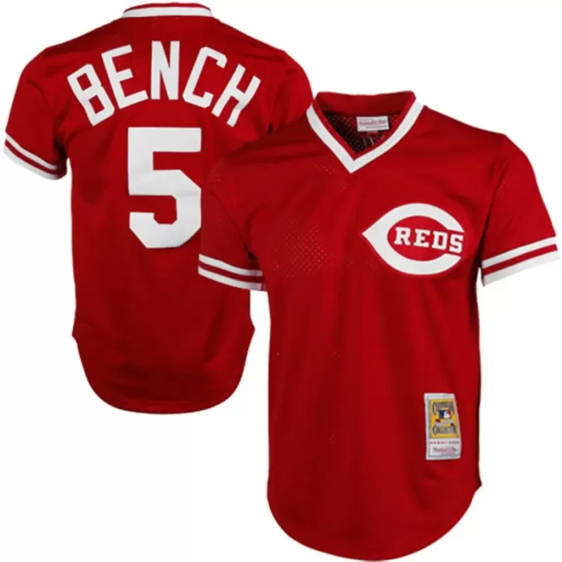 Men's Cincinnati Reds Johnny Bench Mitchell & Ness Red 1983 Authentic Cooperstown Collection Mesh Batting Practice Jersey Men's Cincinnati Reds Johnny Bench Mitchell & Ness Red 1983 Authentic Cooperstown Collection Mesh Batting Practice Jersey