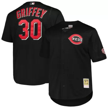 Men's Cincinnati Reds Ken Griffey Jr. Mitchell & Ness Black Big & Tall Cooperstown Collection Batting Practice Replica Jersey Men's Cincinnati Reds Ken Griffey Jr. Mitchell & Ness Black Big & Tall Cooperstown Collection Batting Practice Replica Jersey
