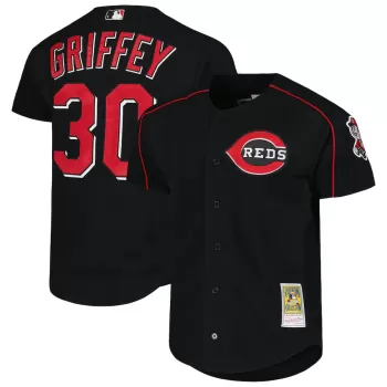 Men's Cincinnati Reds Ken Griffey Jr. Mitchell & Ness Black Cooperstown Collection Authentic Mesh Batting Practice Jersey Men's Cincinnati Reds Ken Griffey Jr. Mitchell & Ness Black Cooperstown Collection Authentic Mesh Batting Practice Jersey