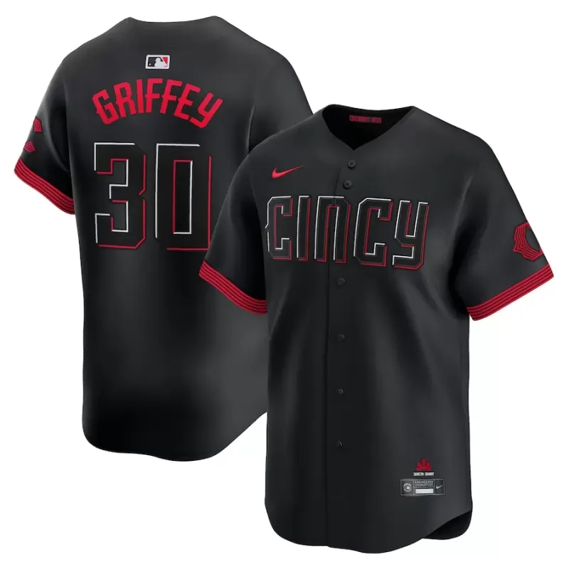 Men's Cincinnati Reds Ken Griffey Jr. Nike Black City Connect Retired Limited Player Jersey Men's Cincinnati Reds Ken Griffey Jr. Nike Black City Connect Retired Limited Player Jersey