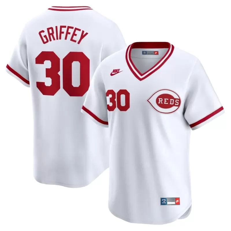 Men's Cincinnati Reds Ken Griffey Nike White Throwback Cooperstown Limited Jersey Men's Cincinnati Reds Ken Griffey Nike White Throwback Cooperstown Limited Jersey