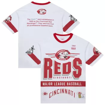 Men's Cincinnati Reds Mitchell & Ness White Cooperstown Collection Team Origins Premium T-Shirt Men's Cincinnati Reds Mitchell & Ness White Cooperstown Collection Team Origins Premium T-Shirt