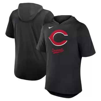 Men's Cincinnati Reds Nike Black Tri-Blend Hoodie T-Shirt Men's Cincinnati Reds Nike Black Tri-Blend Hoodie T-Shirt