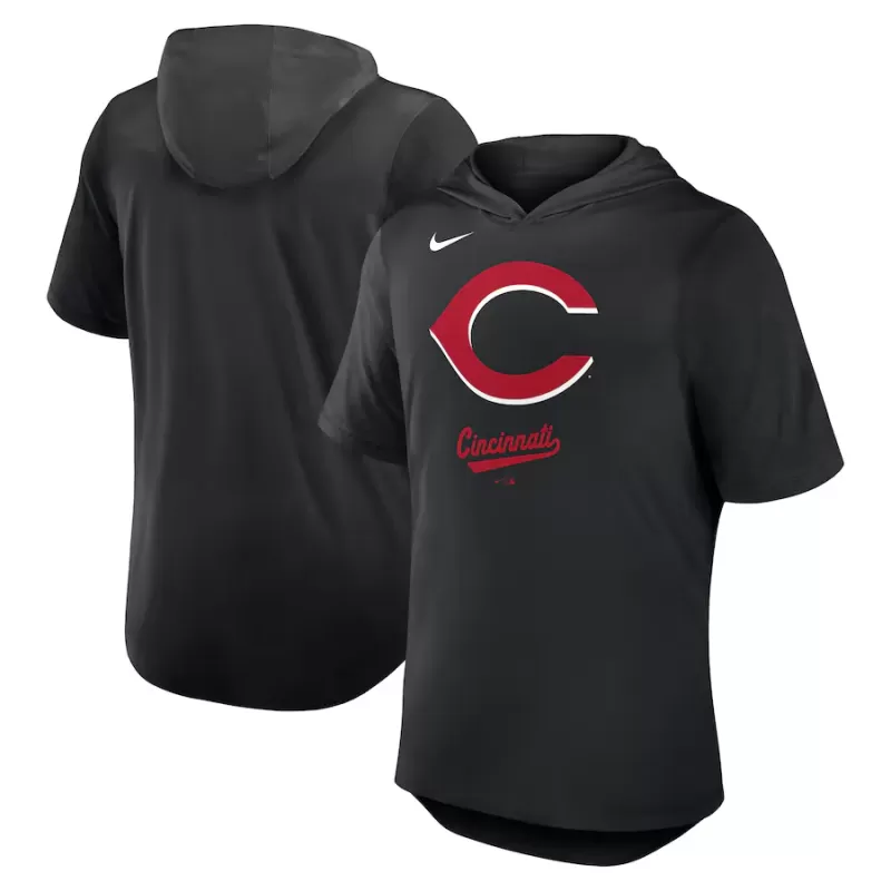 Men's Cincinnati Reds Nike Black Tri-Blend Hoodie T-Shirt
