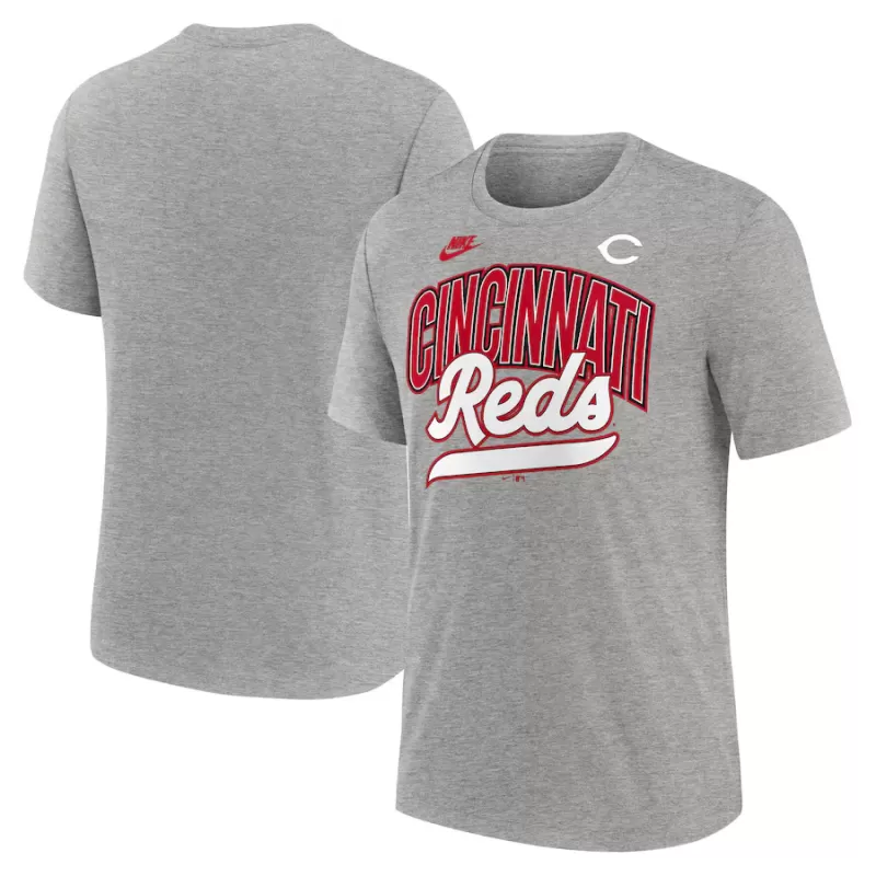 Men's Cincinnati Reds Nike Heather Gray Cooperstown Collection Retro Tri-Blend T-Shirt Men's Cincinnati Reds Nike Heather Gray Cooperstown Collection Retro Tri-Blend T-Shirt