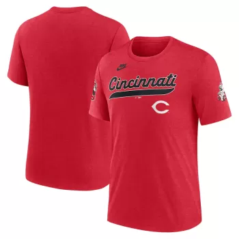 Men's Cincinnati Reds Nike Heather Red Cooperstown Collection Eras Tri-Blend T-Shirt Men's Cincinnati Reds Nike Heather Red Cooperstown Collection Eras Tri-Blend T-Shirt
