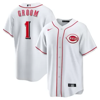 Men's Cincinnati Reds Nike White #1 Groom Home Replica Jersey Men's Cincinnati Reds Nike White #1 Groom Home Replica Jersey