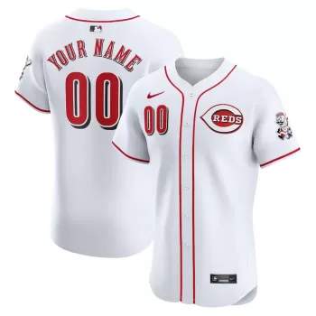 Men's Cincinnati Reds Nike White Home Elite Custom Jersey Men's Cincinnati Reds Nike White Home Elite Custom Jersey