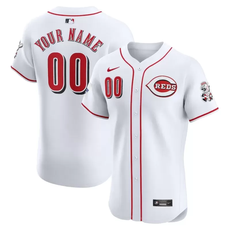 Men's Cincinnati Reds Nike White Home Elite Custom Patch Jersey Men's Cincinnati Reds Nike White Home Elite Custom Patch Jersey