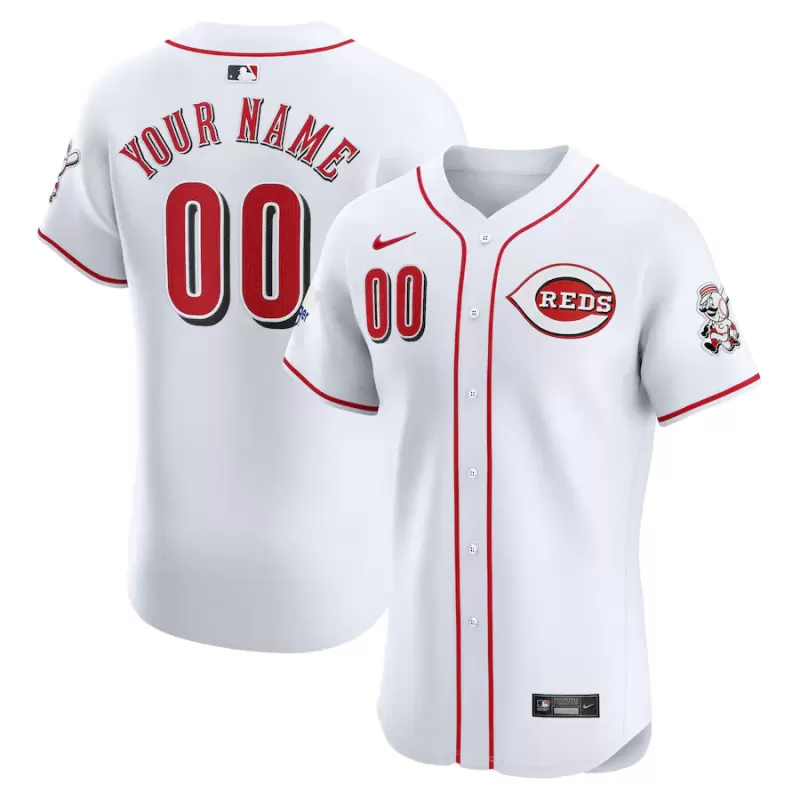 Men's Cincinnati Reds Nike White Home Elite Custom Patch Jersey Men's Cincinnati Reds Nike White Home Elite Custom Patch Jersey