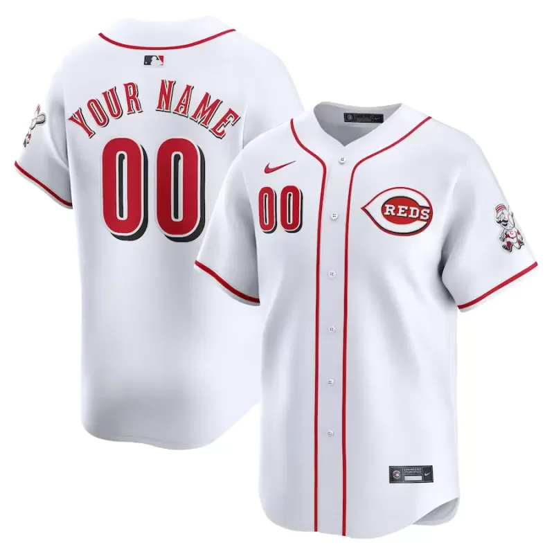 Men's Cincinnati Reds Nike White Home Limited Custom Jersey Men's Cincinnati Reds Nike White Home Limited Custom Jersey