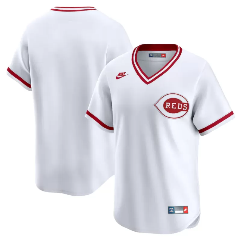 Men's Cincinnati Reds Nike White Throwback Cooperstown Collection Limited Jersey Men's Cincinnati Reds Nike White Throwback Cooperstown Collection Limited Jersey