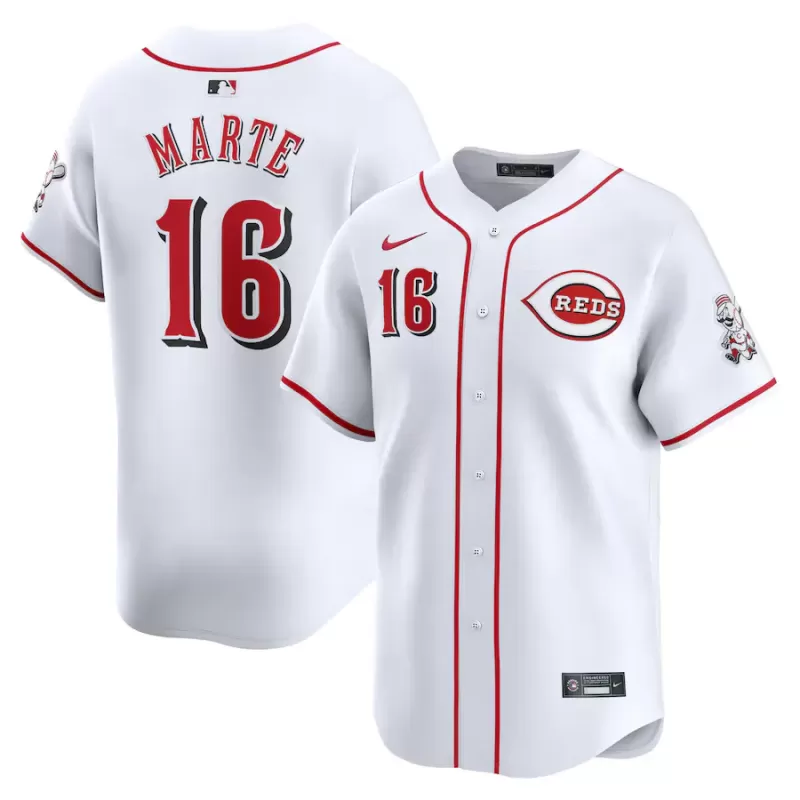 Men's Cincinnati Reds Noelvi Marte Nike White Home Limited Player Jersey Men's Cincinnati Reds Noelvi Marte Nike White Home Limited Player Jersey