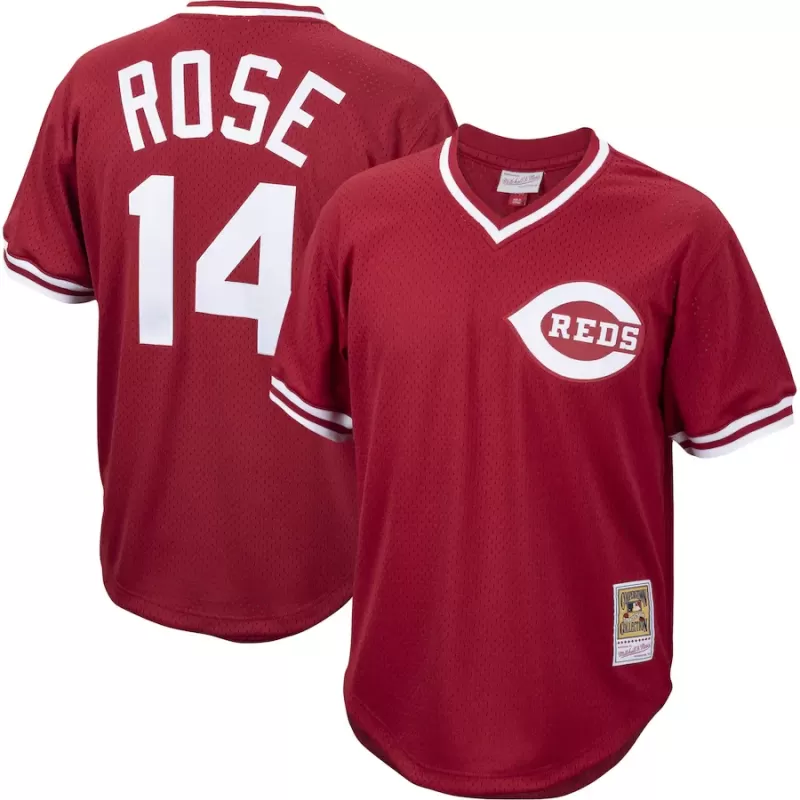 Men's Cincinnati Reds Pete Rose Mitchell & Ness Red Cooperstown Collection Mesh Batting Practice Jersey Men's Cincinnati Reds Pete Rose Mitchell & Ness Red Cooperstown Collection Mesh Batting Practice Jersey