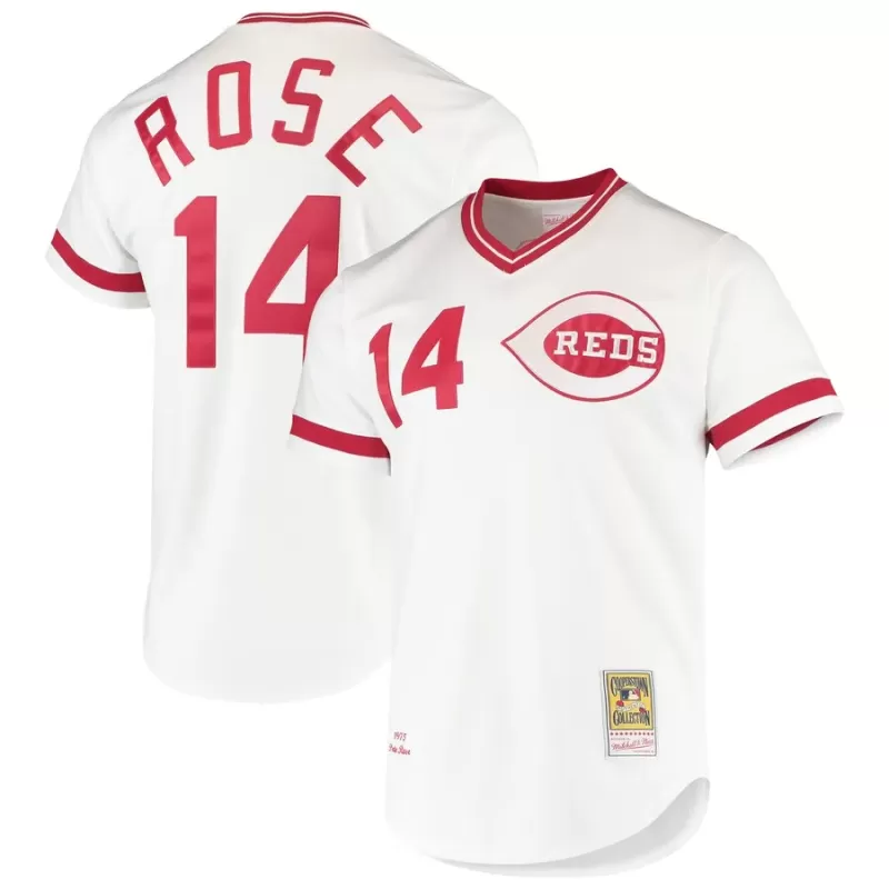 Men's Cincinnati Reds Pete Rose Mitchell & Ness White Cooperstown Collection Authentic Jersey Men's Cincinnati Reds Pete Rose Mitchell & Ness White Cooperstown Collection Authentic Jersey