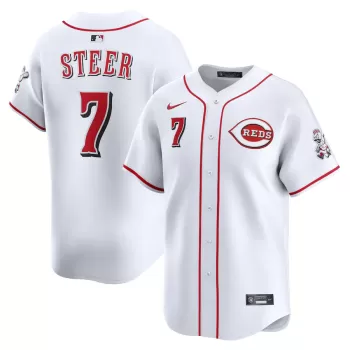 Men's Cincinnati Reds Spencer Steer Nike White Alternate Limited Player Jersey Men's Cincinnati Reds Spencer Steer Nike White Alternate Limited Player Jersey