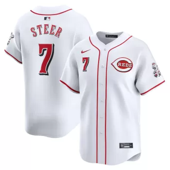 Men's Cincinnati Reds Spencer Steer Nike White Home Limited Player Jersey Men's Cincinnati Reds Spencer Steer Nike White Home Limited Player Jersey