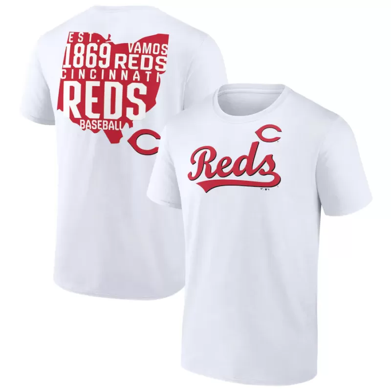 Men's Cincinnati Reds White Hot Shot T-Shirt Men's Cincinnati Reds White Hot Shot T-Shirt