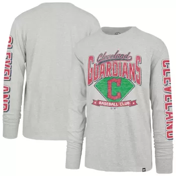 Men's Cleveland Guardians '47 Gray Fair Ball Franklin Long Sleeve T-Shirt Men's Cleveland Guardians '47 Gray Fair Ball Franklin Long Sleeve T-Shirt