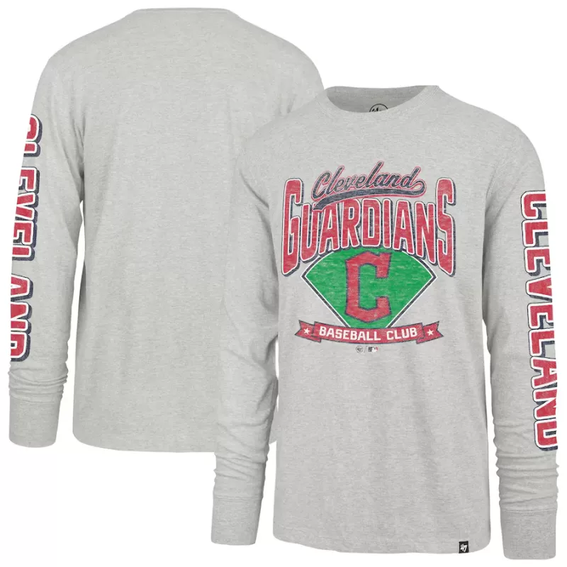Men's Cleveland Guardians '47 Gray Fair Ball Franklin Long Sleeve T-Shirt Men's Cleveland Guardians '47 Gray Fair Ball Franklin Long Sleeve T-Shirt
