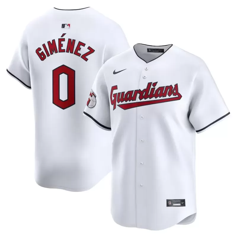 Men's Cleveland Guardians Andres Gimenez Nike White Home Limited Player Jersey Men's Cleveland Guardians Andres Gimenez Nike White Home Limited Player Jersey