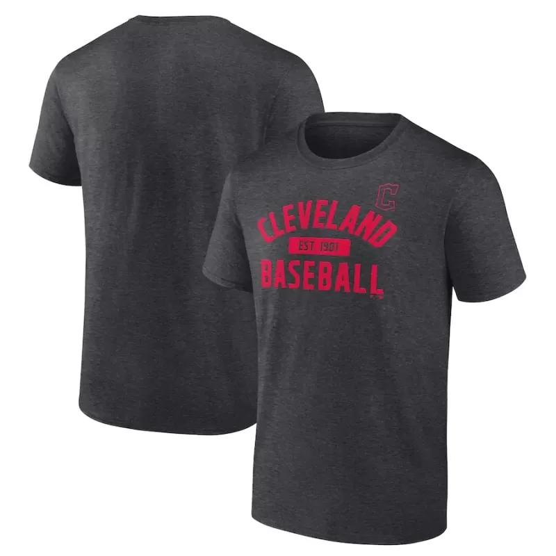 Men's Cleveland Guardians Charcoal Primary Pill T-Shirt Men's Cleveland Guardians Charcoal Primary Pill T-Shirt