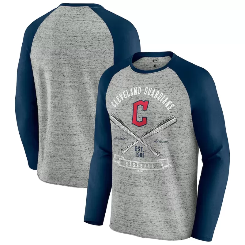 Men's Cleveland Guardians Darius Rucker Collection by Fanatics Heather Gray Raw Edge Raglan Long Sleeve Baseball T-Shirt Men's Cleveland Guardians Darius Rucker Collection by Fanatics Heather Gray Raw Edge Raglan Long Sleeve Baseball T-Shirt