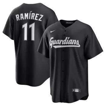 Men's Cleveland Guardians José Ramírez Nike Black Lights Out Replica Player Jersey