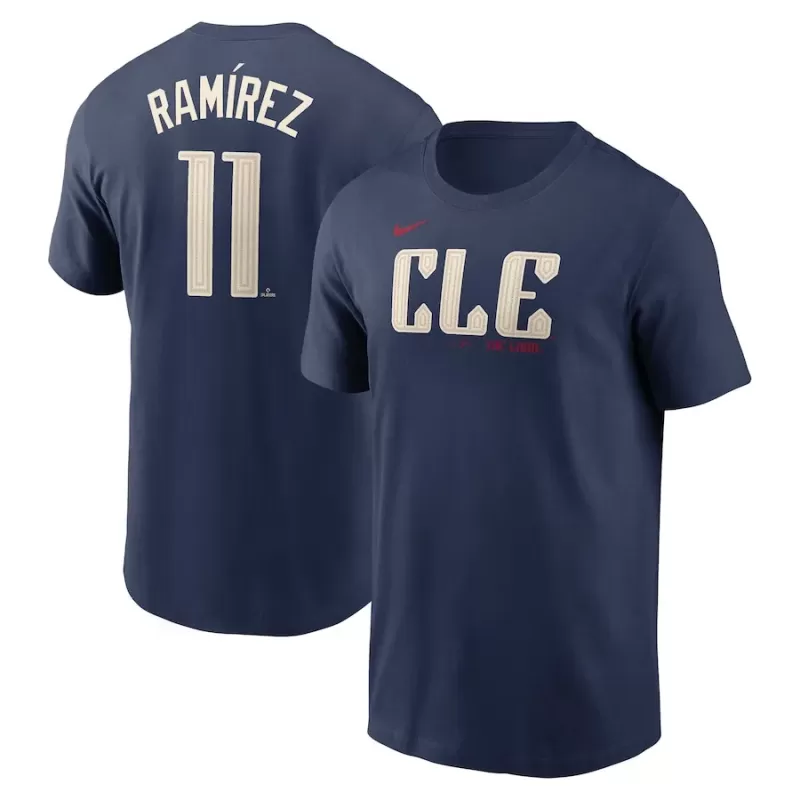 Men's Cleveland Guardians Jose Ramirez Nike Navy Fuse City Connect Name & Number T-Shirt Men's Cleveland Guardians Jose Ramirez Nike Navy Fuse City Connect Name & Number T-Shirt