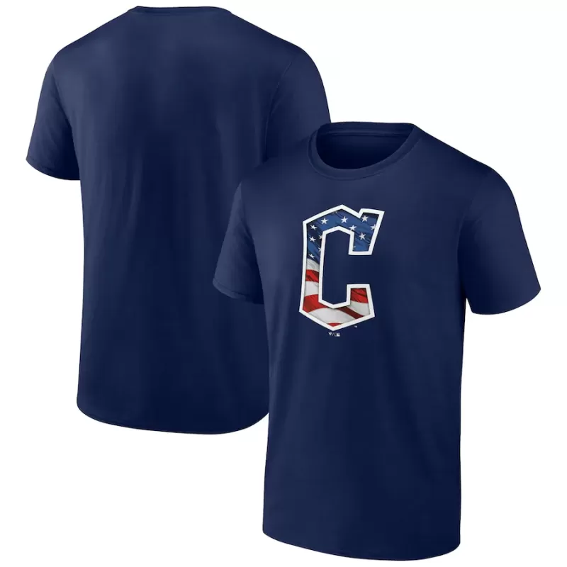 Men's Cleveland Guardians Navy Banner Wave Team T-Shirt Men's Cleveland Guardians Navy Banner Wave Team T-Shirt