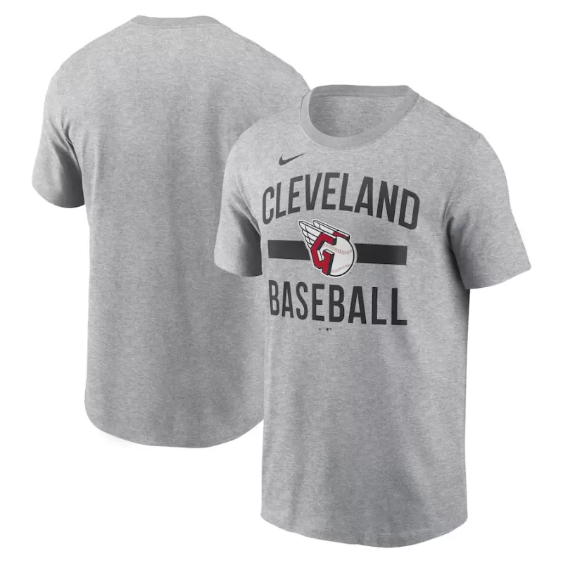 Men's Cleveland Guardians Nike Heather Gray Arched T-Shirt Men's Cleveland Guardians Nike Heather Gray Arched T-Shirt