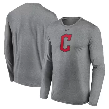 Men's Cleveland Guardians Nike Heather Gray Logo Legend Long Sleeve T-Shirt