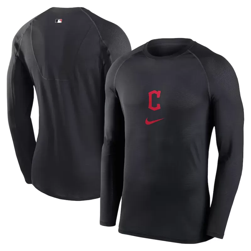 Men's Cleveland Guardians Nike Navy Base Layer Raglan Performance Long Sleeve T-Shirt Men's Cleveland Guardians Nike Navy Base Layer Raglan Performance Long Sleeve T-Shirt
