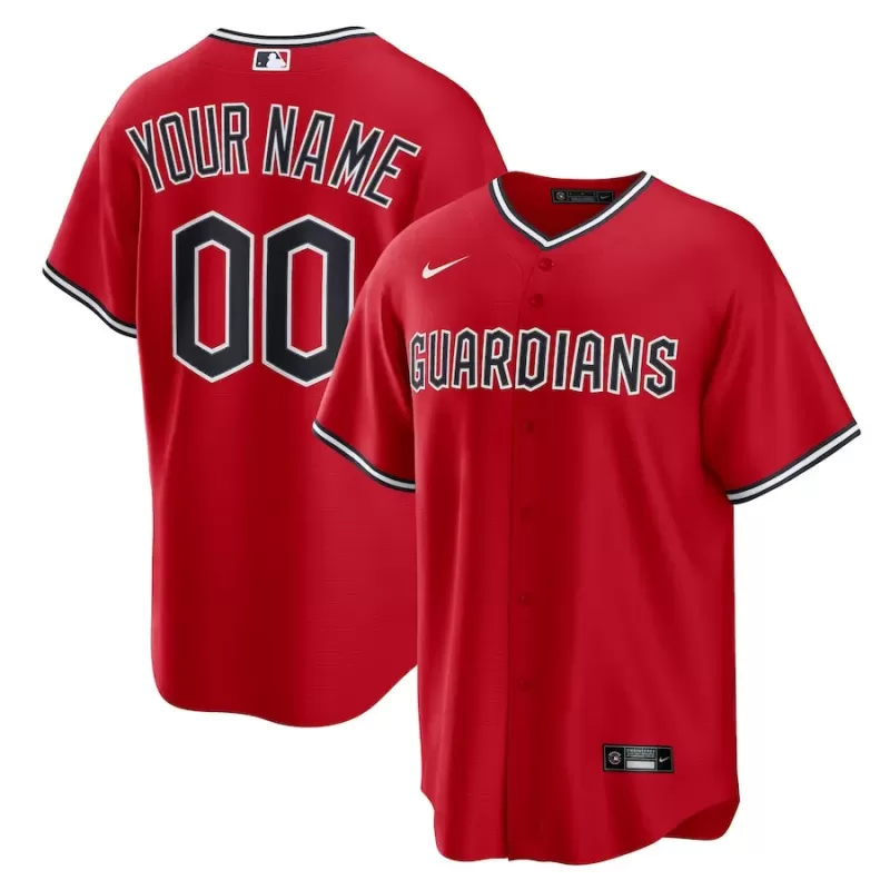 Men's Cleveland Guardians Nike Red Alternate Custom Replica 2.0 Jersey Men's Cleveland Guardians Nike Red Alternate Custom Replica 2.0 Jersey
