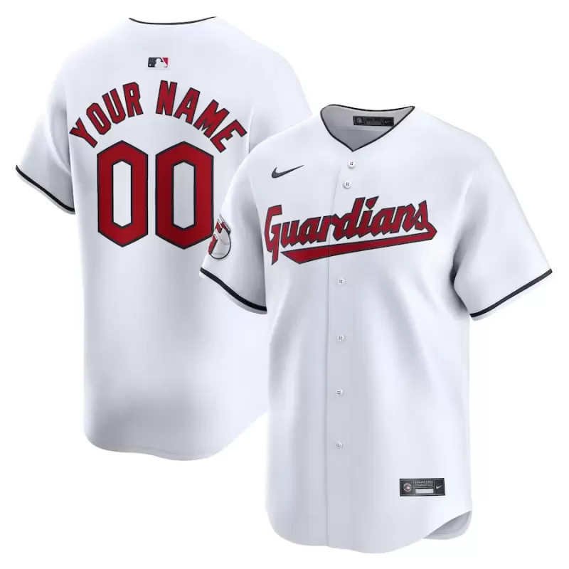 Men's Cleveland Guardians Nike White Home Limited Custom Jersey Men's Cleveland Guardians Nike White Home Limited Custom Jersey