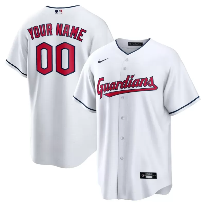 Men's Cleveland Guardians Nike White Replica Custom Jersey Men's Cleveland Guardians Nike White Replica Custom Jersey