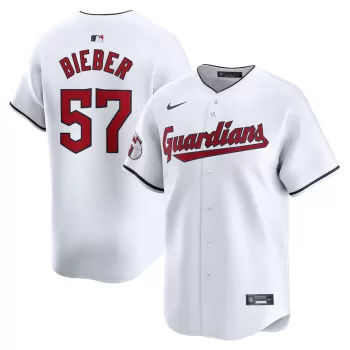 Men's Cleveland Guardians Shane Bieber Nike White Home Limited Player Jersey Men's Cleveland Guardians Shane Bieber Nike White Home Limited Player Jersey