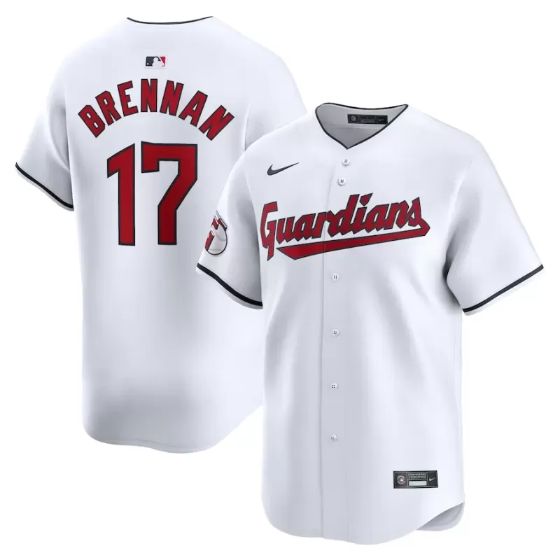 Men's Cleveland Guardians Will Brennan Nike White Home Limited Player Jersey Men's Cleveland Guardians Will Brennan Nike White Home Limited Player Jersey