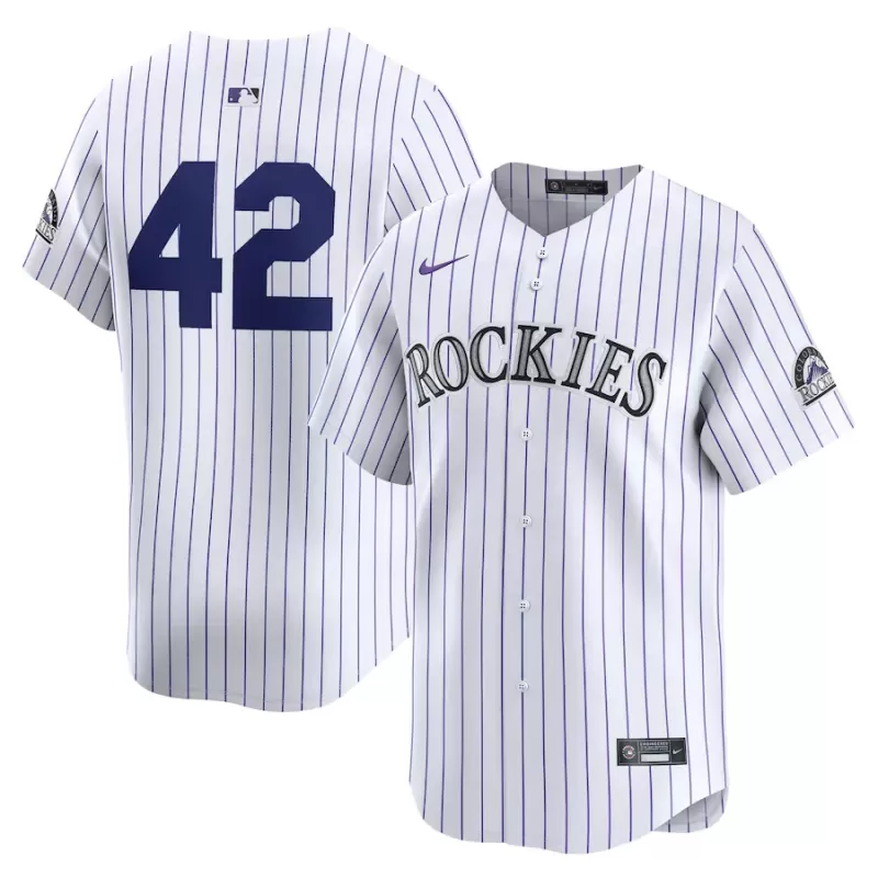 Men's Colorado Rockies Nike White 2024 Jackie Robinson Day Home Limited Jersey Men's Colorado Rockies Nike White 2024 Jackie Robinson Day Home Limited Jersey