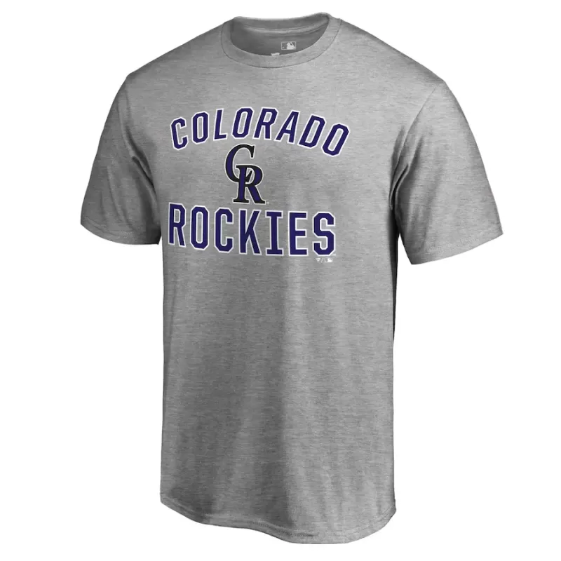 Men's Colorado Rockies Ash Victory Arch T-Shirt Men's Colorado Rockies Ash Victory Arch T-Shirt