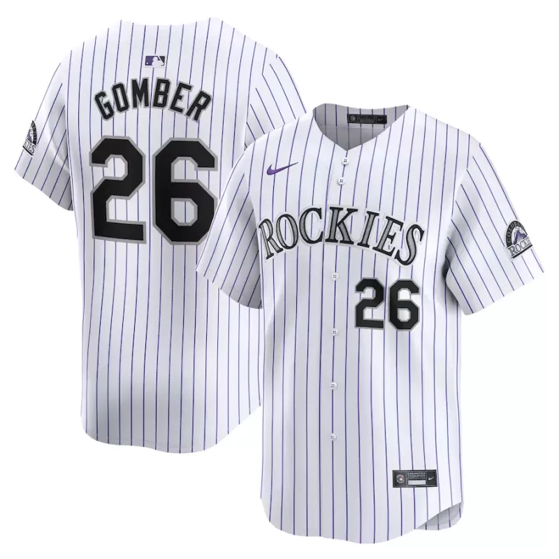 Men's Colorado Rockies Austin Gomber Nike White Home Limited Player Jersey Men's Colorado Rockies Austin Gomber Nike White Home Limited Player Jersey