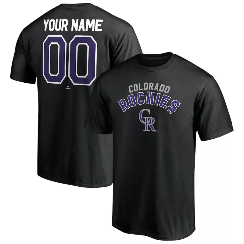 Men's Colorado Rockies Black Personalized Team Winning Streak Name & Number T-Shirt Men's Colorado Rockies Black Personalized Team Winning Streak Name & Number T-Shirt