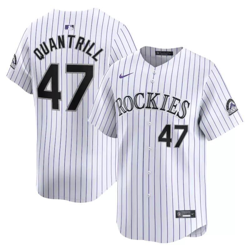 Men's Colorado Rockies Cal Quantrill Nike White Home Limited Player Jersey Men's Colorado Rockies Cal Quantrill Nike White Home Limited Player Jersey