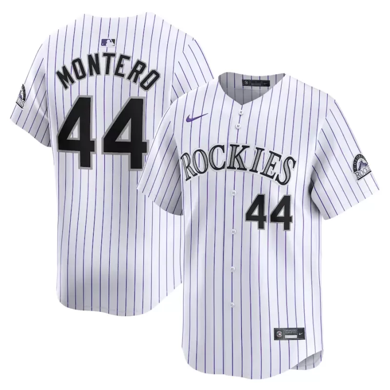 Men's Colorado Rockies Elehuris Montero Nike White Home Limited Player Jersey Men's Colorado Rockies Elehuris Montero Nike White Home Limited Player Jersey
