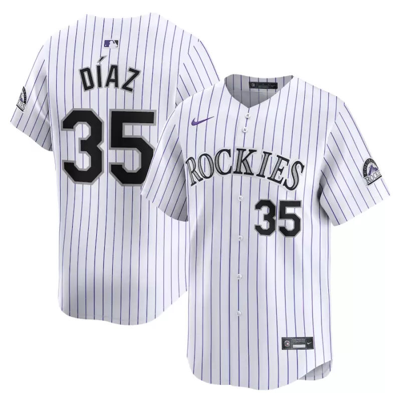 Men's Colorado Rockies Elias Diaz Nike White Home Limited Player Jersey Men's Colorado Rockies Elias Diaz Nike White Home Limited Player Jersey
