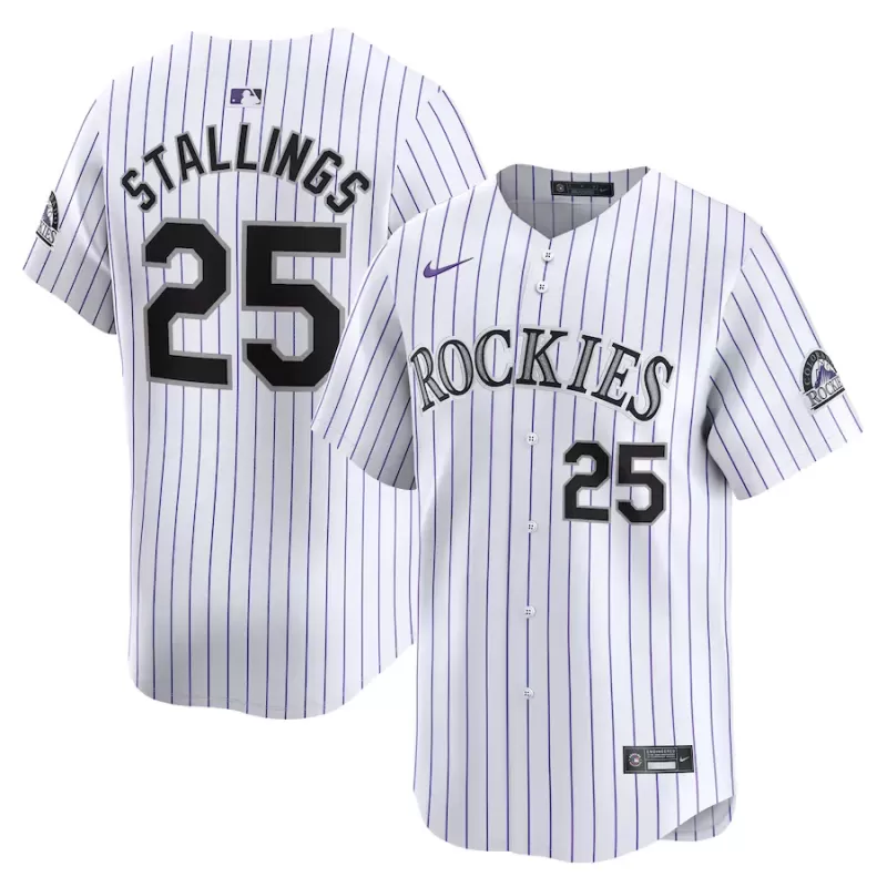 Men's Colorado Rockies Jacob Stallings Nike White Home Limited Player Jersey Men's Colorado Rockies Jacob Stallings Nike White Home Limited Player Jersey