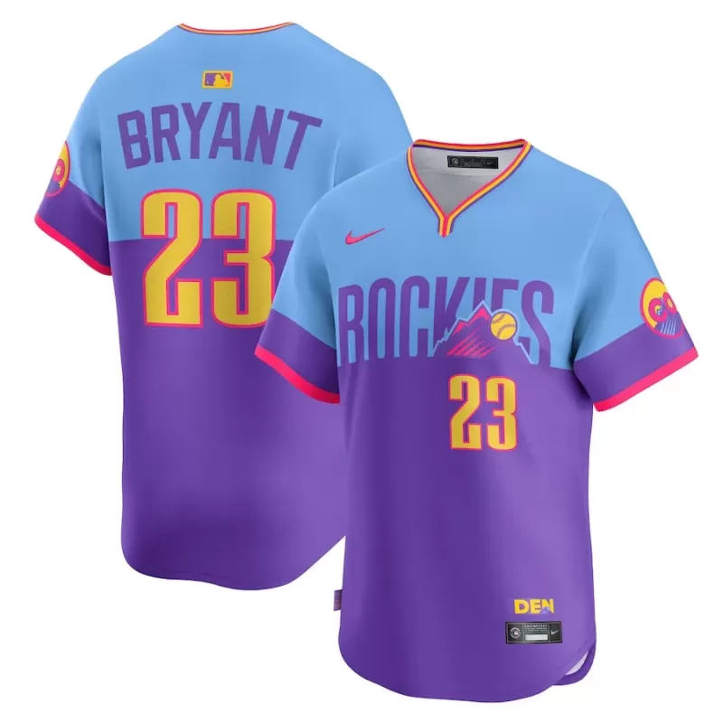 Men's Colorado Rockies Kris Bryant Nike Purple/Light Blue 2025 City Connect Limited Player Jersey Men's Colorado Rockies Kris Bryant Nike Purple/Light Blue 2025 City Connect Limited Player Jersey